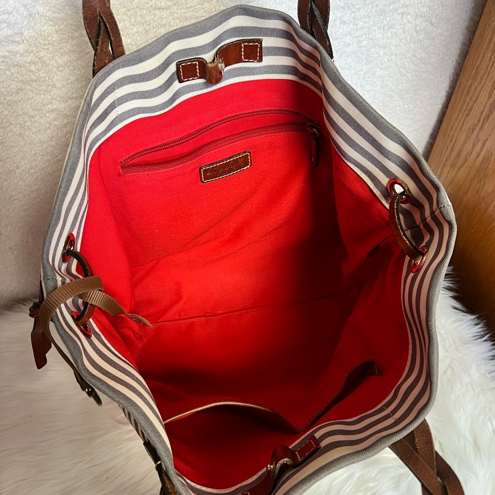 Dooney & Bourke Pink and Brown Canvas Tote with Leather Straps - Picture 8 of 14